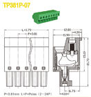 اللون الأخضر 3.81mm Pitch Plug in Terminal Block Female Parts 300V 10A