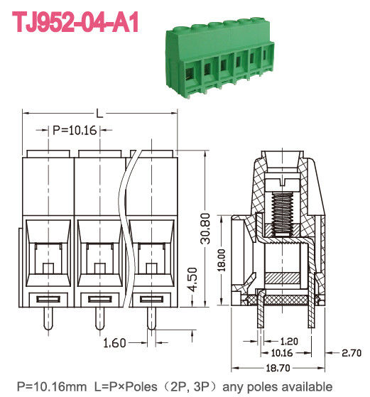 خطوة الاتصالات 10.16 مللي متر PCB برغي طرفية بلوك M4 برغي
