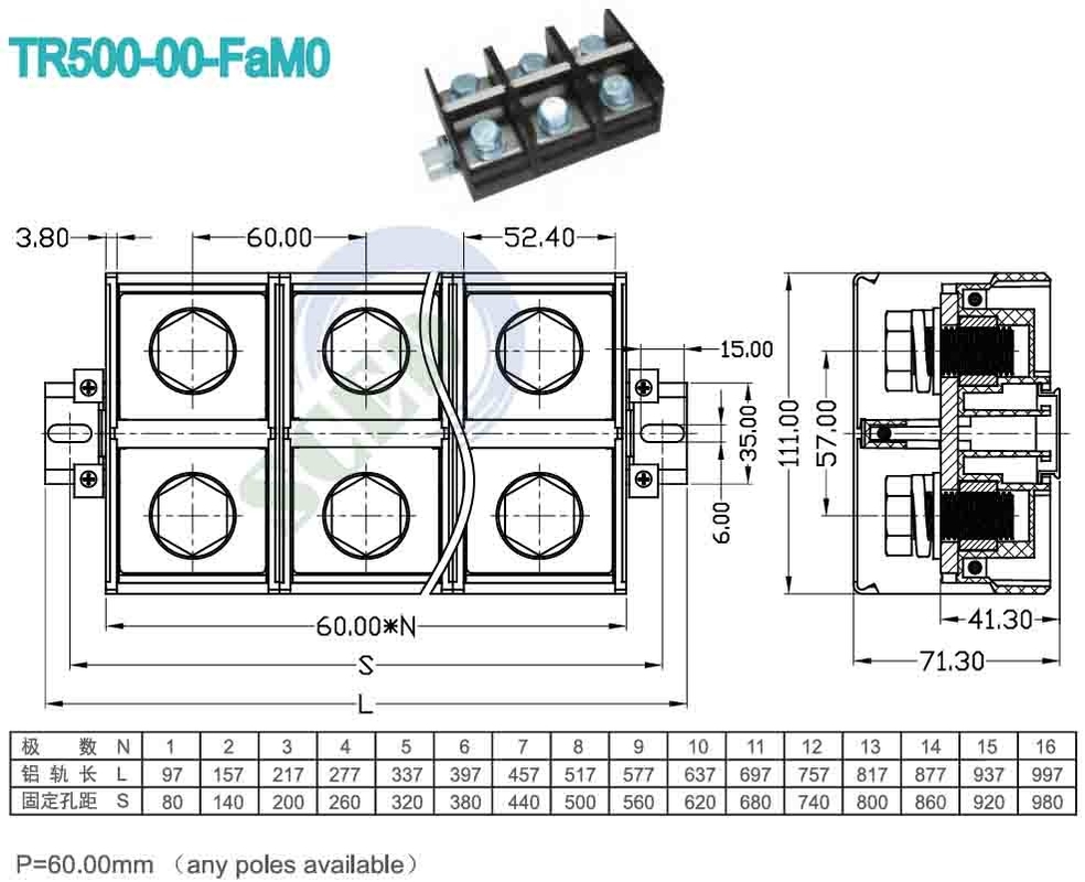 60.00mm 600V PC UL94 M16 وحدات نهاية للسيطرة الصناعية