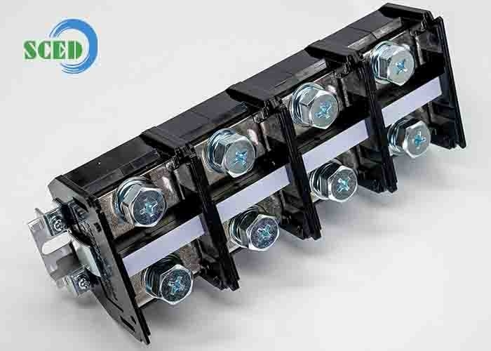 كتلة الطرف النهائي للوحة PCB 47.00mm 600V 300A PC Black Screw Terminal Connector