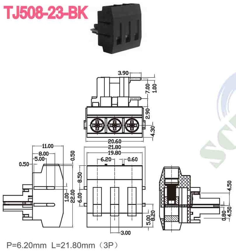 300 فولت 10A M3 عقدة الحاجز الحديدية 12 24 AWG PBT 6.2mm المساحة النحاس