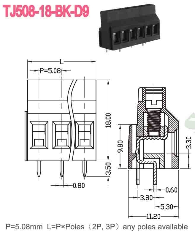 5.08mm 300V 10A PA66 كتلة محطة PCB طراز اليورو سلسلة رفع للسيطرة التلقائية