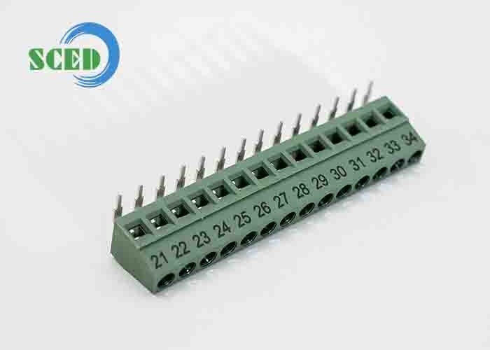 مساحة 5.00mm 300v PCB Terminal Block 10A 2P-24P الزاوية اليمنى سلك المدخل 12-26 AWG