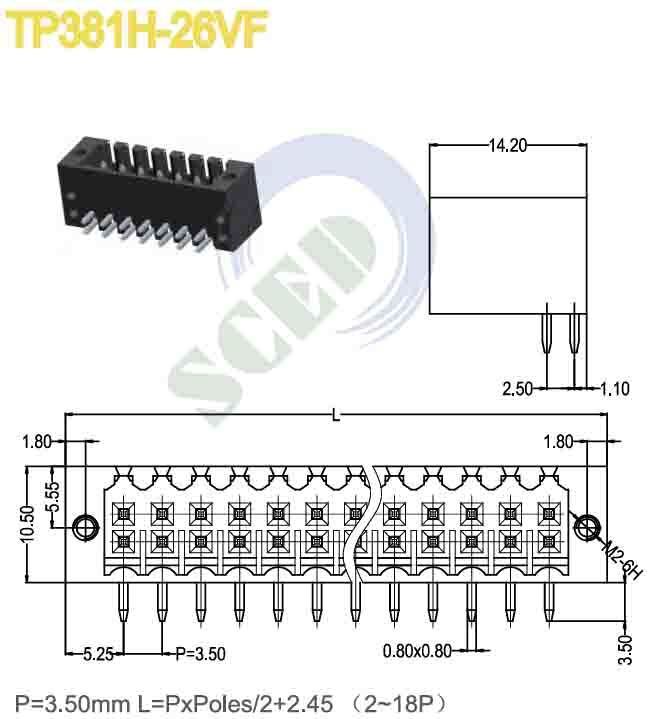 45 Degree Wire Inlet Pluggable Terminal Block with 1.4mm PCB Hole Diameter and Phosphor Bronze Terminal for Secure Electrical Connections